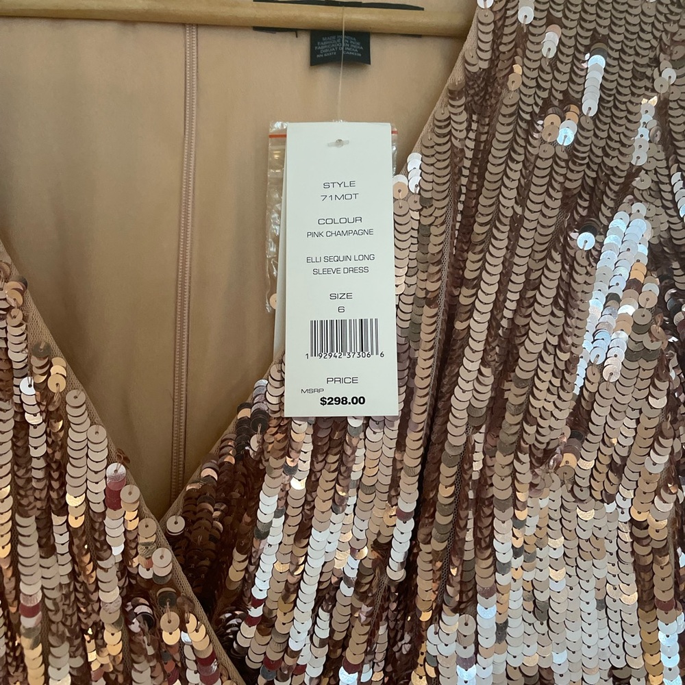 New Rose Gold French Connection Sequin Cocktail Dress - Picture 4 of 6